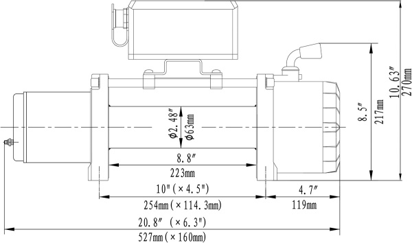 Лебёдка электрическая 12V Runva 6000 lbs 2722 кг (синтетический трос)
