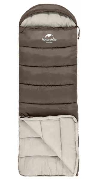 Мешок спальный Naturehike U250, (190х30)х75 см, (правый) (ТК: +6C), коричневый