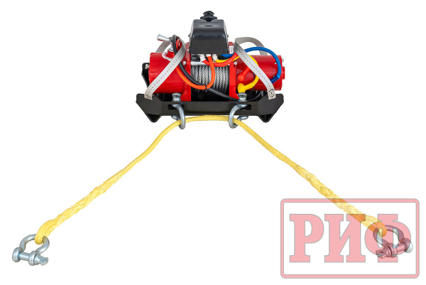 Лебёдка переносная РИФ 9.5XS c облегчённой площадкой и проводами в сборе, короткий барабан, стальной трос