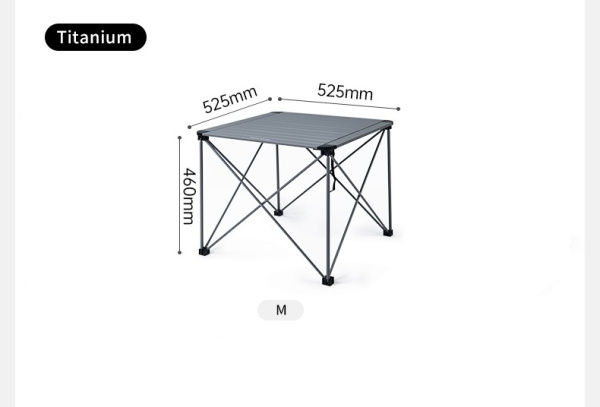 Стол туристический Naturehike Yamami L03 алюминиевый, 52,5х52,5х42 см, складной, титаниум