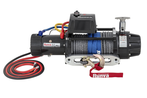 Лебёдка электрическая 12V Runva 9500 lbs 4350 кг влагозащищенная, синтетический трос, пневмороспуск Лебёдка электрическая 12V Runva 9500 lbs 4350 кг влагозащищенная, синтетический трос, пневмороспуск
