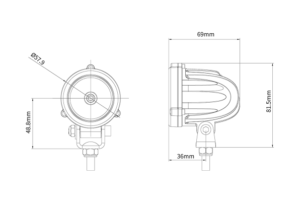 Фара дальнего света AURORA 51 мм 10W LED