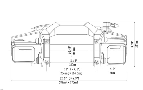 Лебёдка электрическая 12V Runva 10000 lbs 4500 кг синтетический трос