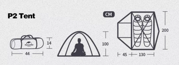 Палатка Naturehike P-Series 2-местная, алюминиевый каркас, зеленая