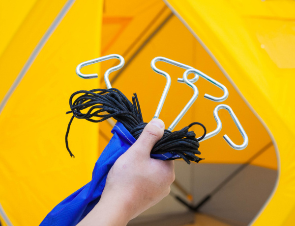 Палатка зимняя (330*330*205) желтая с серым