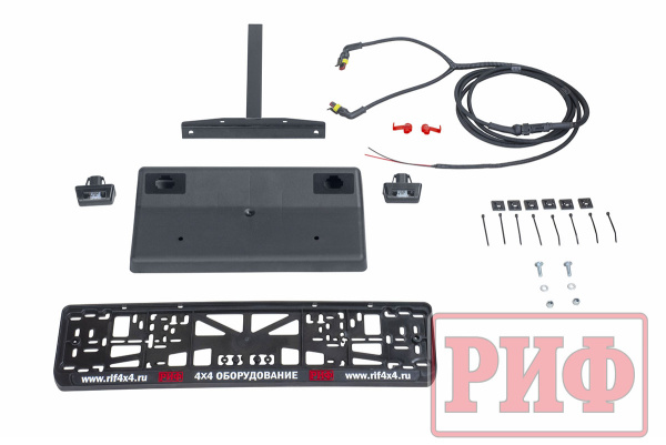 Бампер РИФ силовой задний Isuzu D-MAX (2012-2020) с квадр. под фаркоп, калиткой и фонарями стандарт