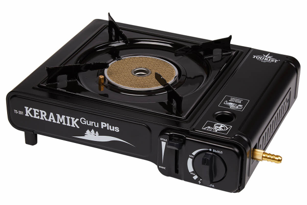 Плита газовая TOURIST KERAMIK GURU PLUS, портативная, керамическая, с переходником, в кейсе (уценка)