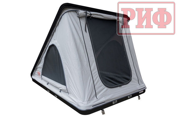 Палатка на крышу автомобиля РИФ Hard RT05-125, корпус ABS треугольник, черный, тент светло-серый