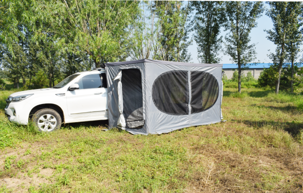 Стенки к автомобильной веерной маркизе (тамбур) РИФ 2.3х2 м, (левые) овальное окно