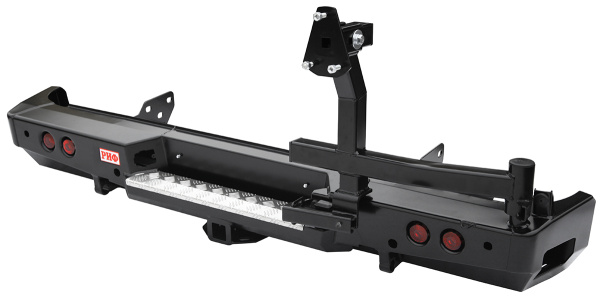 Бампер РИФ задний Toyota Tundra 2007+ с квадратом под фаркоп, калиткой и фонарями