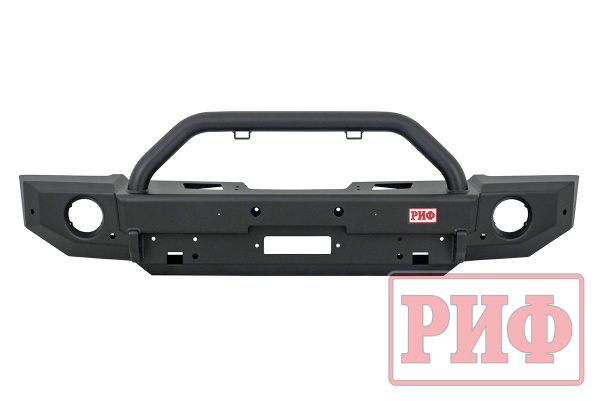 Бампер РИФ силовой передний Jeep Wrangler JL 2018+ под штат. фары, с цент. защ. дуг., низ. пер.крыл.