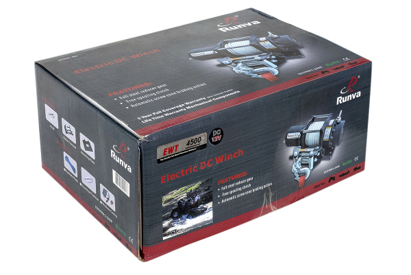 Лебёдка электрическая 12V Runva 4500 lbs 2041 кг (синтетический трос)