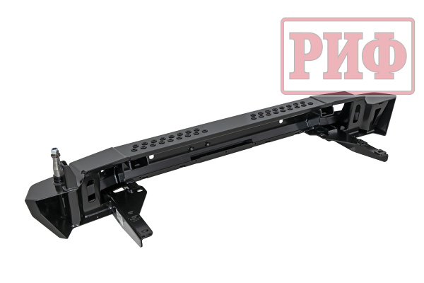 Бампер РИФ силовой задний Toyota Land Cruiser 200 2007-2012 с квадратом под фаркоп, калиткой, фонарями, подсветкой номера, стандарт