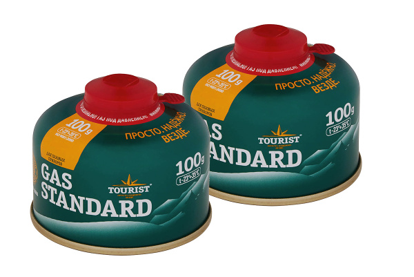 Баллон газовый резьбовой TOURIST STANDARD для портативных приборов 100 г. комплект 2 шт.