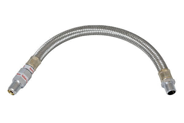 Шланг метализированый 25 см с обратным клапаном 1/4
