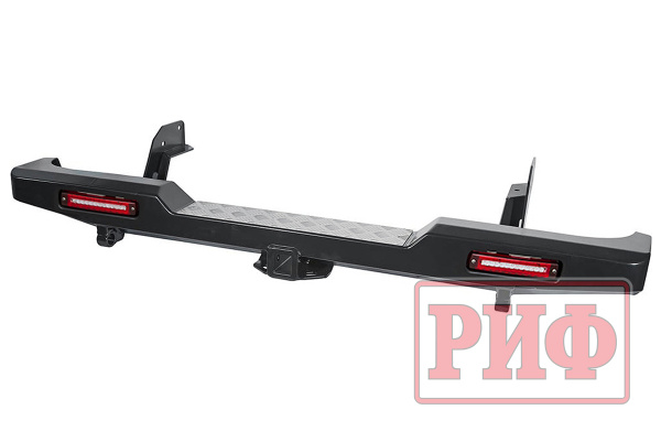 Бампер РИФ силовой задний Mazda B2500,BT50 /Ford Ranger T5 (2006-2010) с квадратом под фаркоп и фонарями лифт 50 мм