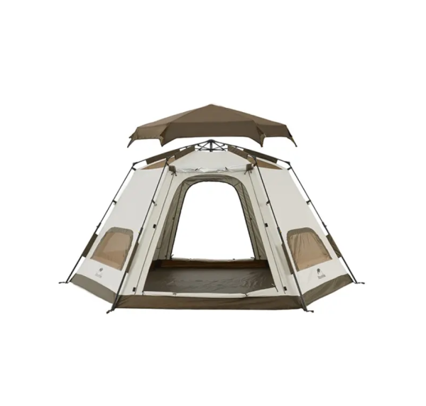 Палатка Naturehike Hexagonal 3-4-местная, автоматическая, хаки (бежевая)