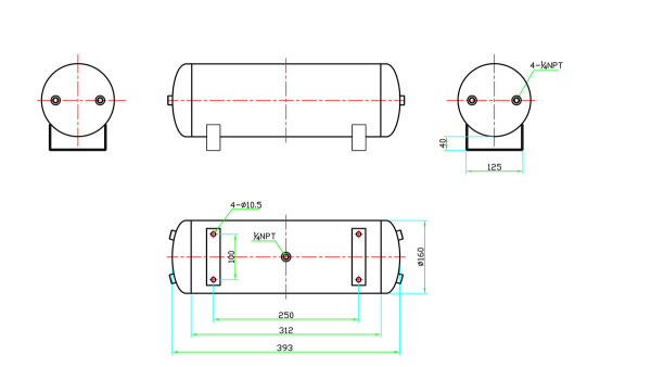 Ресивер YURUI 2.0Gal/7.65л. 5 входов