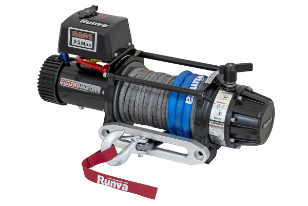 Лебёдка электрическая 12V Runva 9500 lbs 4350 кг высокоскоростная, влагозащищ., синтетический трос