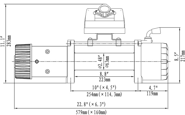 Лебёдка автомобильная электрическая 12V Runva EWX12000SR 5443 кг (синтетический трос)