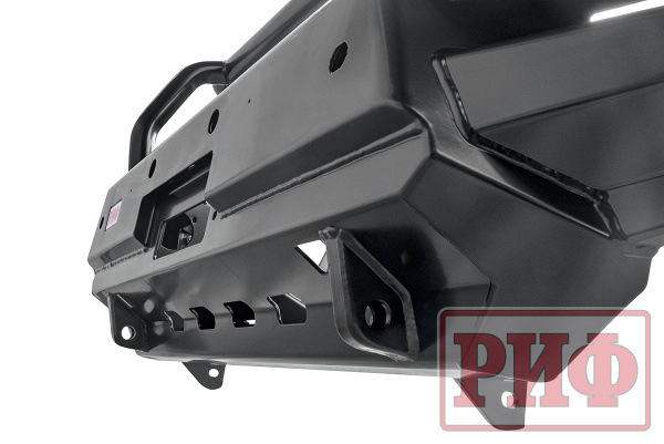Бампер РИФ силовой передний Mitsubishi Pajero Sport 2015+ под доп. фары и парктрон., с защит. дугой
