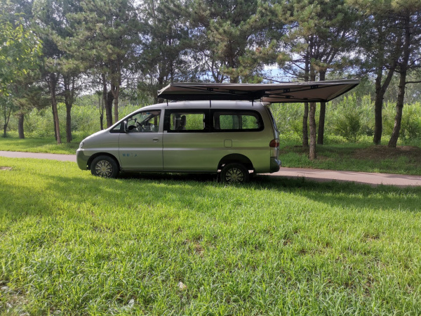 Маркиза автомобильная РИФ веерная, безопорная 2,3х2 м (левая), серая