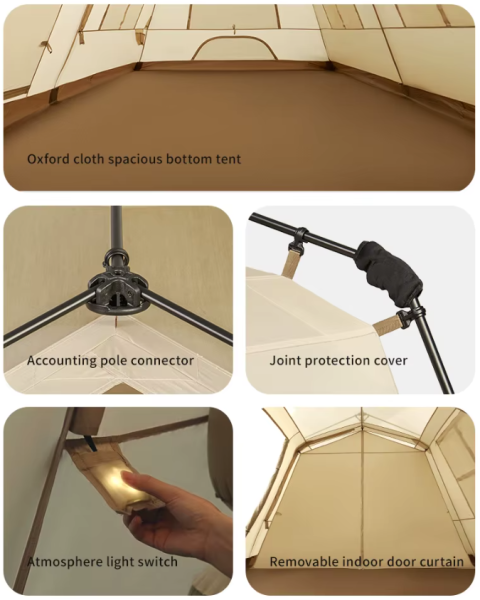 Палатка Naturehike Village 13 Ultimate Edition автоматическая 5-8-местная, с верандой, коричневая