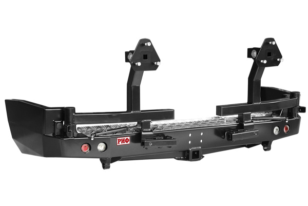 Бампер РИФ задний с квадратом под фаркоп, 2-мя калитками и фонарями Nissan Patrol Y61 2004+