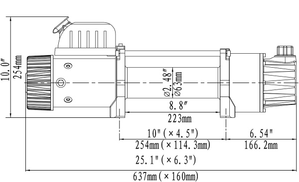 Лебёдка электрическая двухскоростная 12V Runva 12000 lbs 5443 кг (синтетический трос)