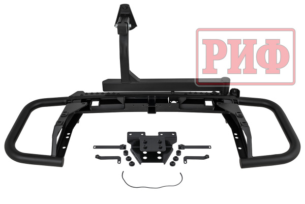 Бампер РИФ силовой задний Toyota Land Cruiser 200 2007-2015 c квадратом под фаркоп и калиткой