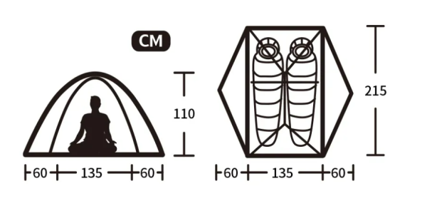 Палатка Naturehike Star-River Si 2-местная, алюминиевый каркас, сверхлегкая, серо-красная
