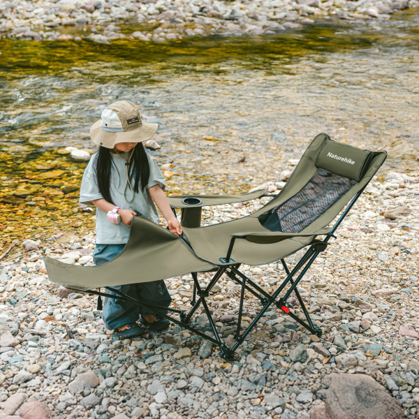 Кресло туристическое Naturehike Nightfall T05, 147х78,5х82 / 89 см, складное, до 150 кг. зеленое